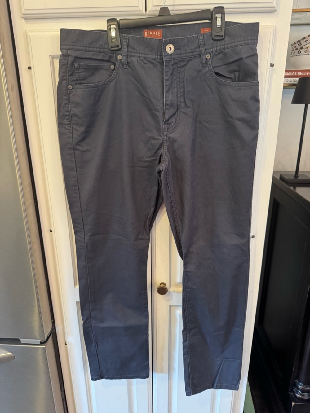 Red Ale Slim Fit Pants Men’s 33x32 Hemmed 27 Gray Stretch Chino Casual